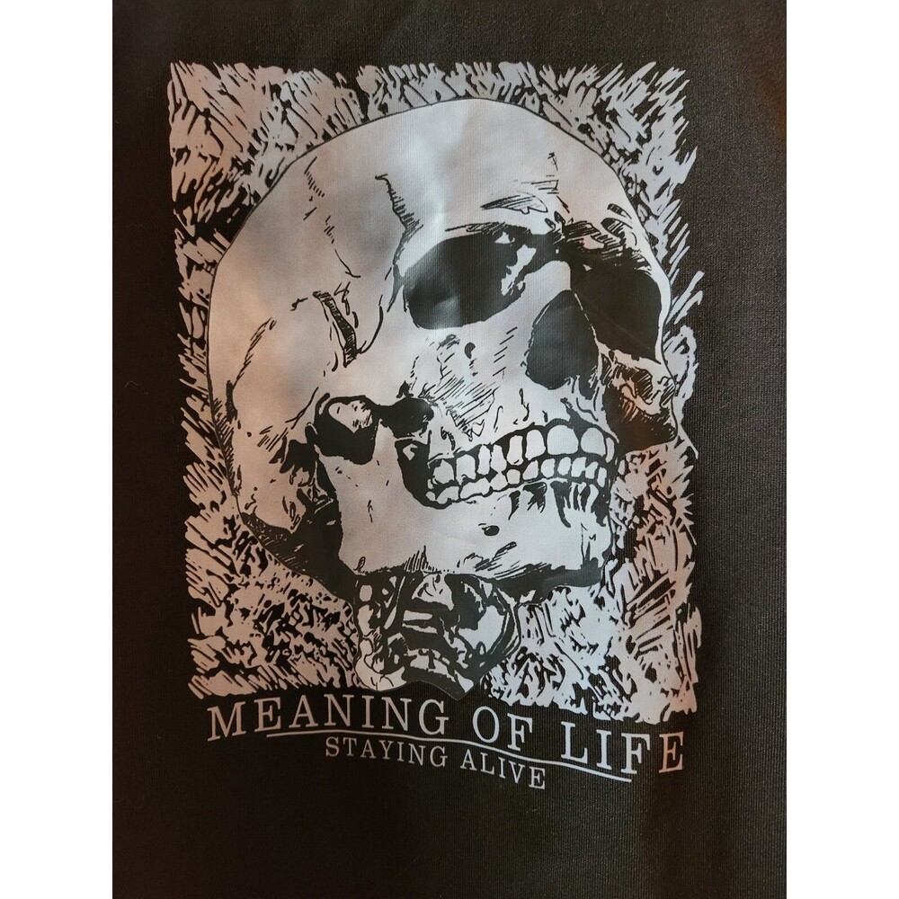 Romwe Sweatshirt Size Small Black Long Sleeve Gothic Skull Meaning of Life NWT